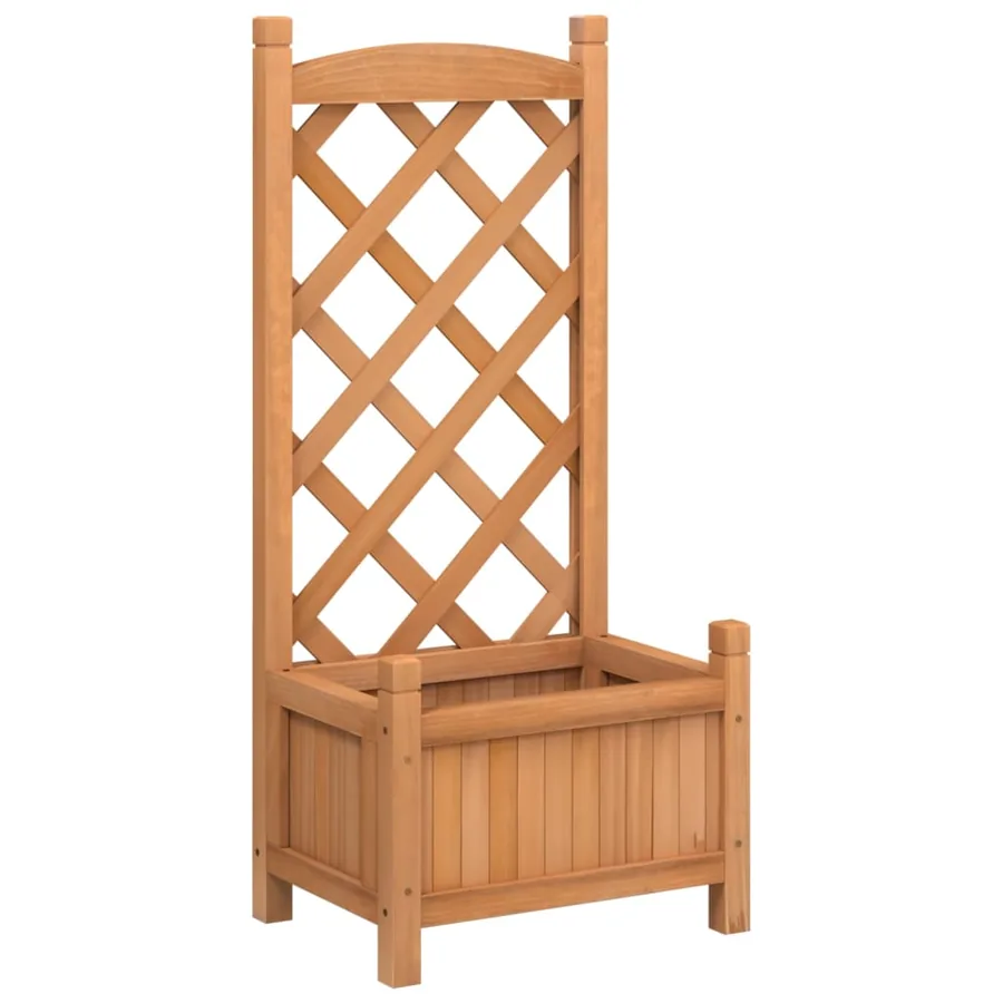 Jardinière avec treillis marron bois massif de sapin - 2