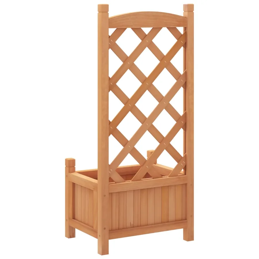 Jardinière avec treillis marron bois massif de sapin - 6