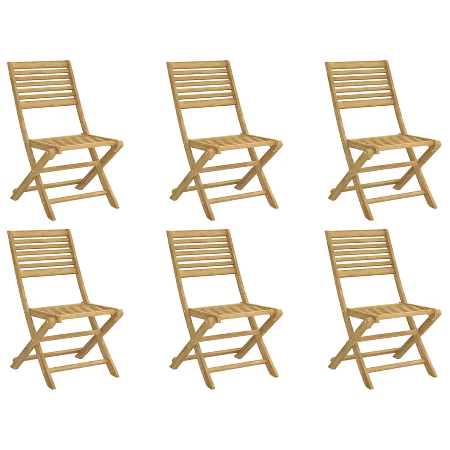 Chaises pliables de jardin lot de 6 bois massif d'acacia - 2