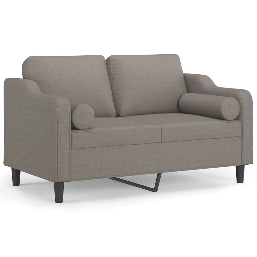 Canapé 2 places avec oreillers décoratifs taupe 120 cm tissu - 2