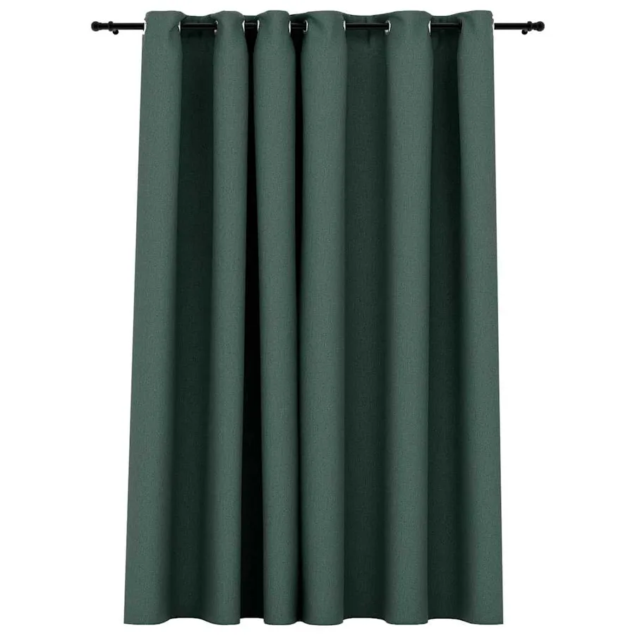 Rideau occultant Aspect de lin avec œillets Vert 290x245 cm - 2