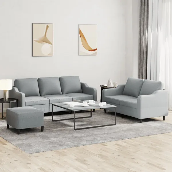 Ensemble de canapés 3 pcs avec coussins Gris clair Tissu