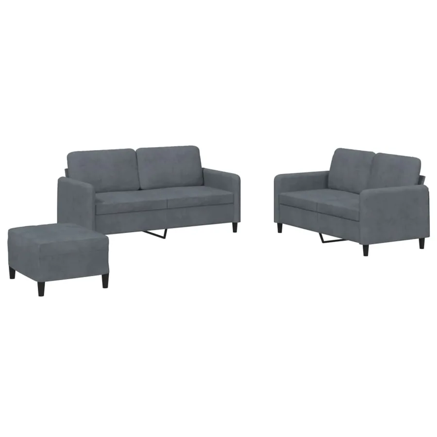 Ensemble de canapés 3 pcs gris foncé velours - 2