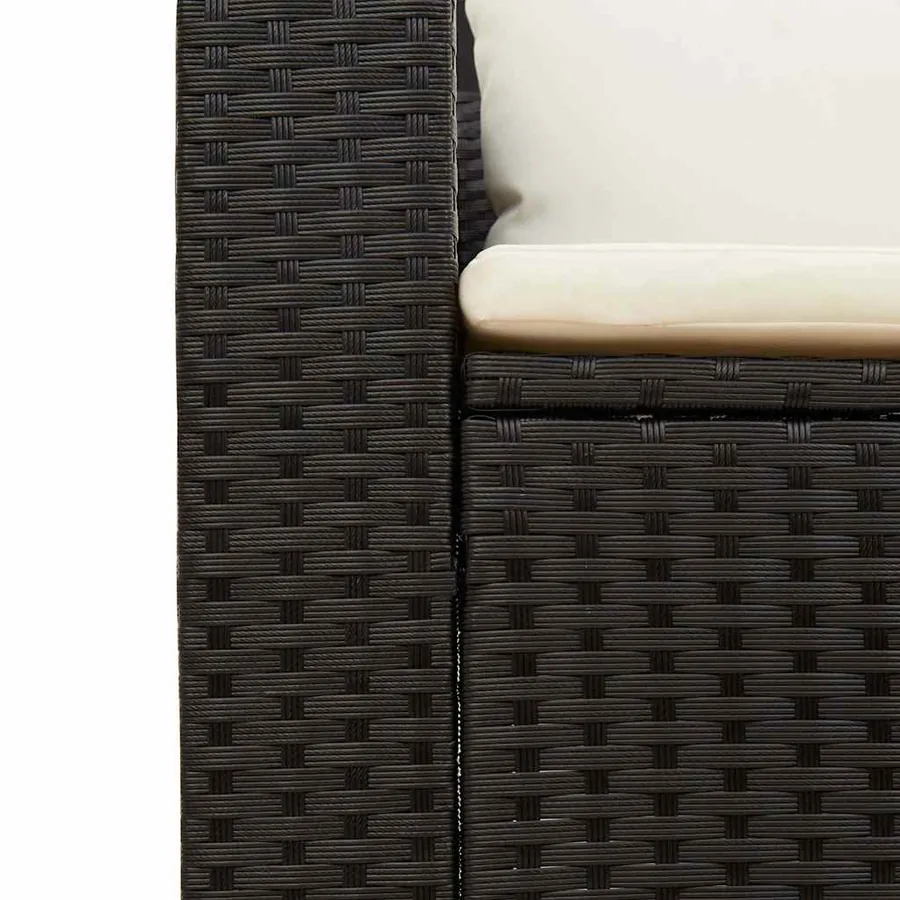 Salon de jardin 5 pcs avec coussins noir résine tressée acacia - 9