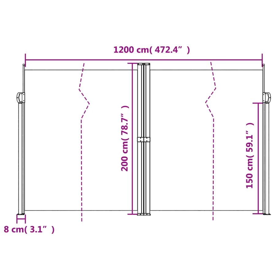 Auvent latéral rétractable bleu 200x1200 cm - 10